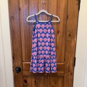 Hanna Andersson, Pink and Blue Shell Pattern Dress, Size 6-7